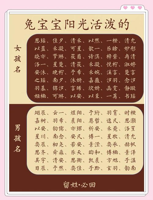 兔宝宝取名字更佳字,1987年属兔女取名大全
